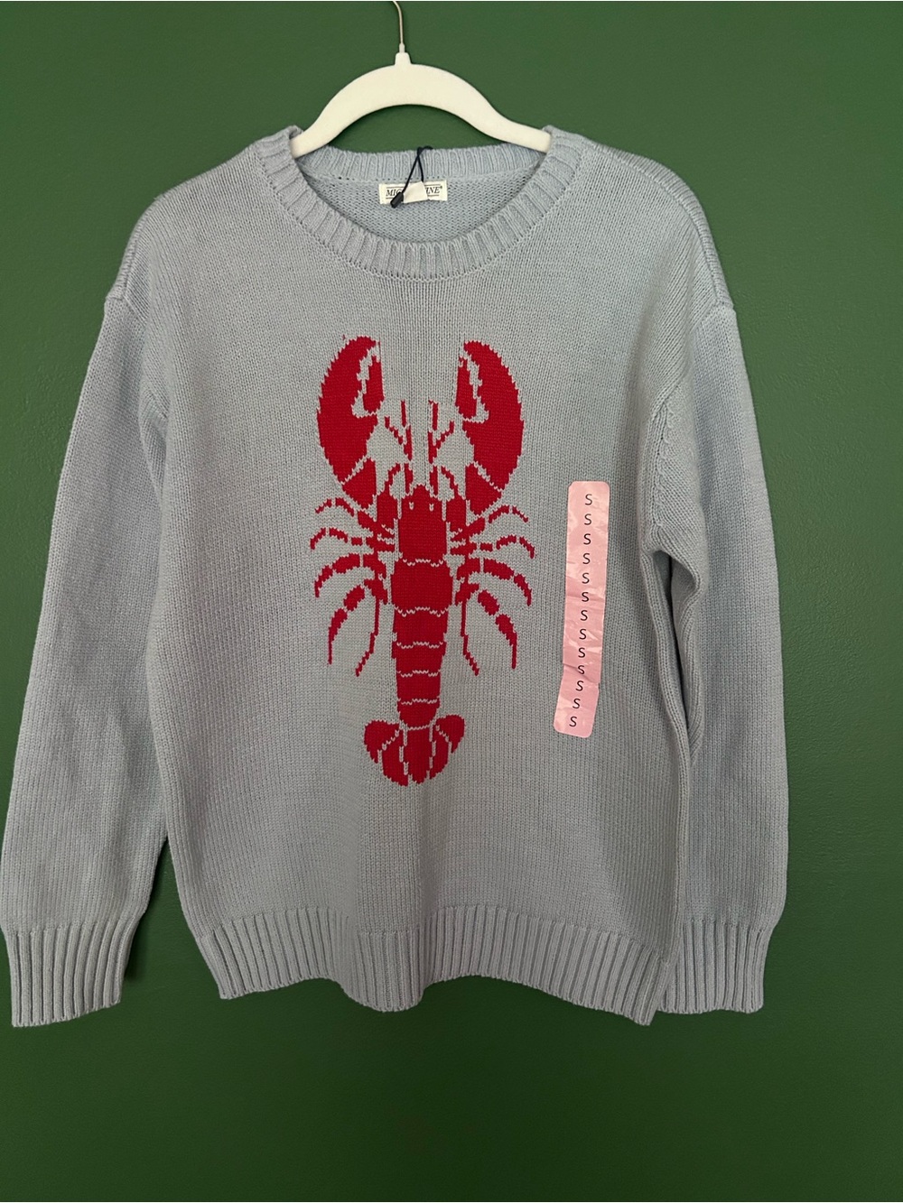 Lobster Graphic Crewneck Sweater - Light blue  & Red